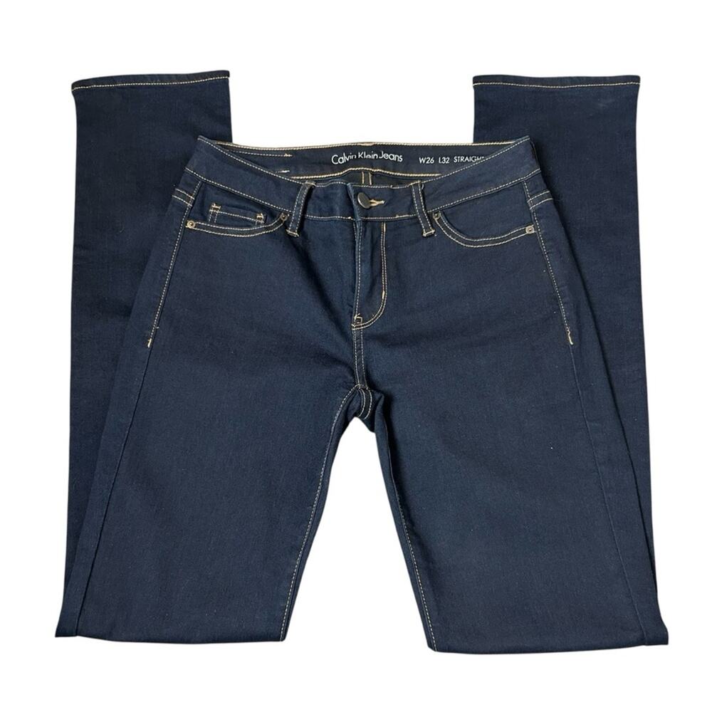 Calvin Klein Stretch Jeans Dark Navy Denim W26 L32 Contrast Stitching